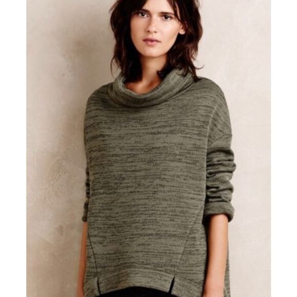 Anthro Saturday Sunday Fleece Cowl Neck Sweatshirt Small Space Dye Pullover - Picture 10 of 11